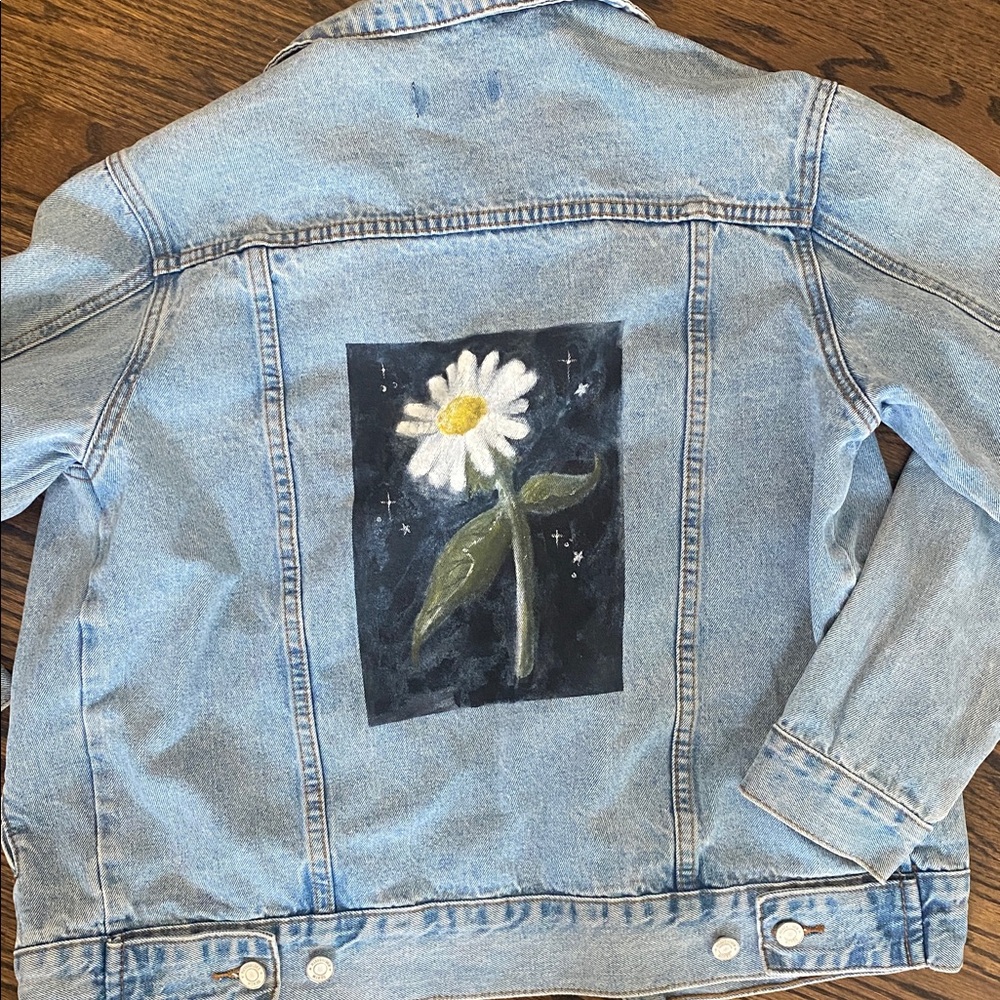 Misguided Denim Jean Jacket Women’s Cotton Hand Painted